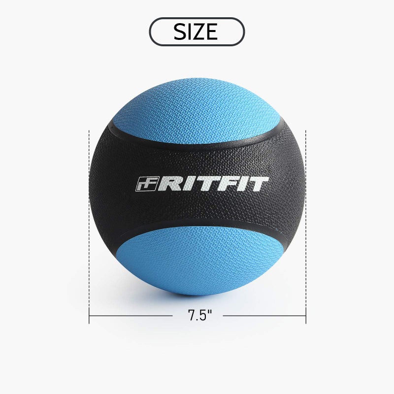 RitFit Weighted Medicine Ball - Non-Slip Rubber Shell & Dual Texture Grip - Workout Exercise Ball for Core Strength, Balance Training, Coordination Fitness - Multiple Weights & Colors - Image 3